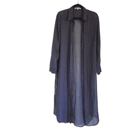 Cecico Womens Sheer Duster Cardigan Dress Medium Longline Layer Slit Print Slip - Picture 7 of 8